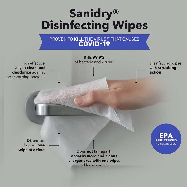 Sanidry Disinfecting Wipes, use